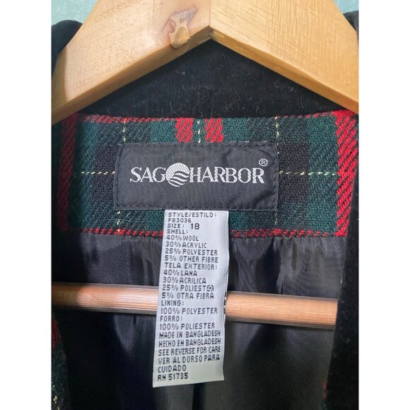 Vintage Sag Harbor Women's Plus Size Red and Green Plaid Velvet Jacket 18W - Picture 7 of 9